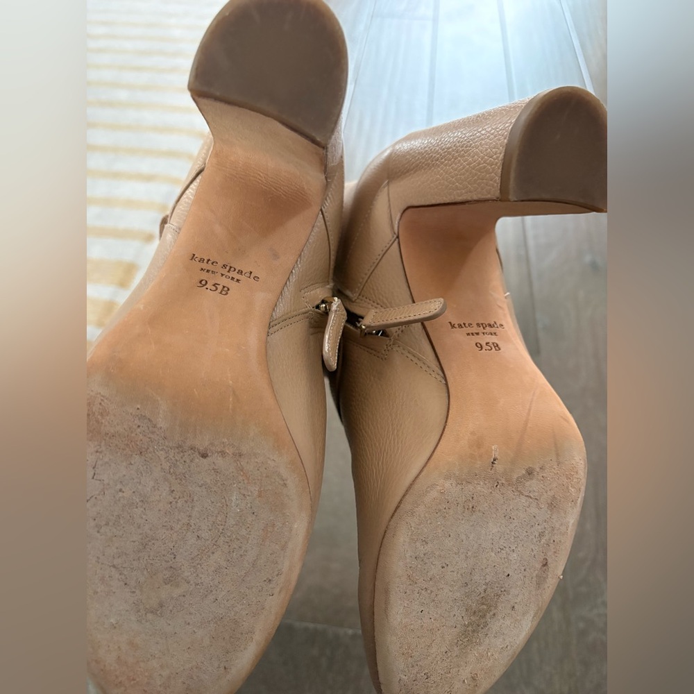 Kate Spade Nude Leather Thatcher Ankle Booties 9.5 - Picture 4 of 8